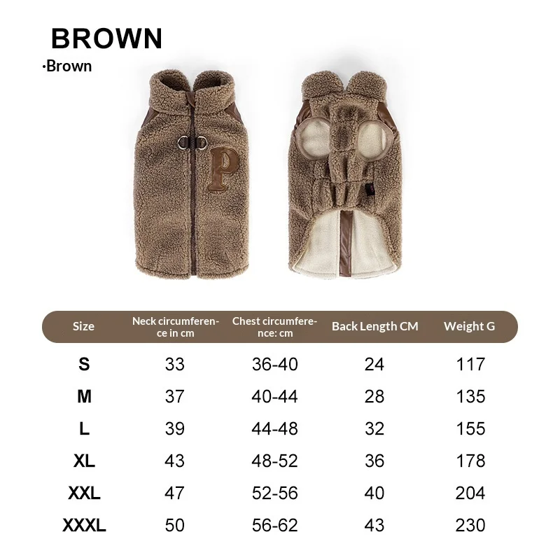 Winterhondenvest van fleece, warme Sherpa-hondjas met D-ring voor aan de riem, verdikte winddichte hondenjas, huisdierkleding voor kleine honden.