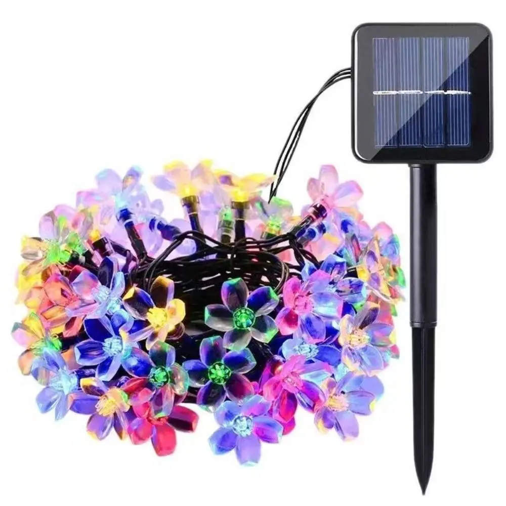 12 Meters Solar String Lights Waterproof 100 LED Peach Flower Lights Auto On/Off Sakura Garlands Cherry LED Lamp Garden Lighting
