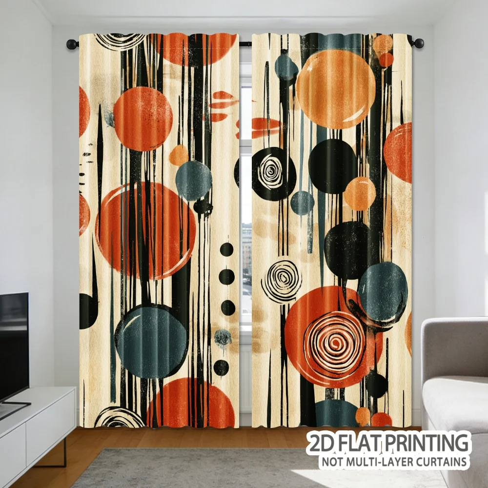 Colorful abstract circular polyester jacquard curtains with pole-mounted design suitable living rooms bedrooms and study rooms