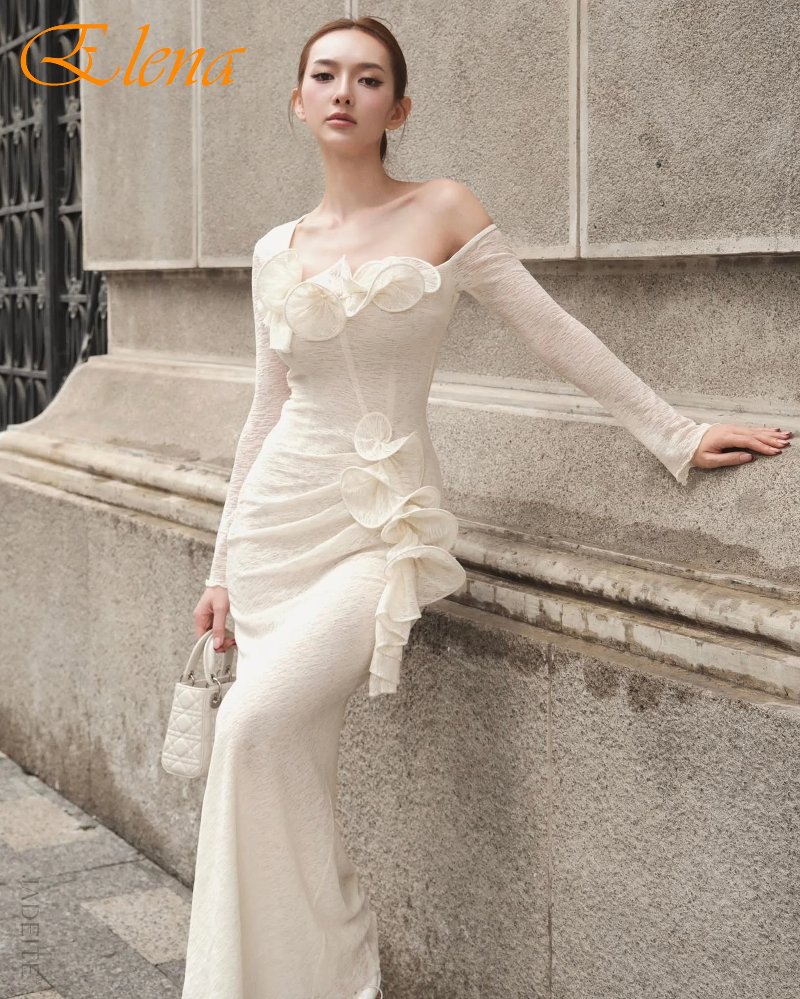 تخصيص مستقيم مغرفة طويلة الأكمام فستان سهرة أنيق دقيق مخصص فساتين المناسبات مزاجه فستان حفلة موسيقية كلاسيكي #5