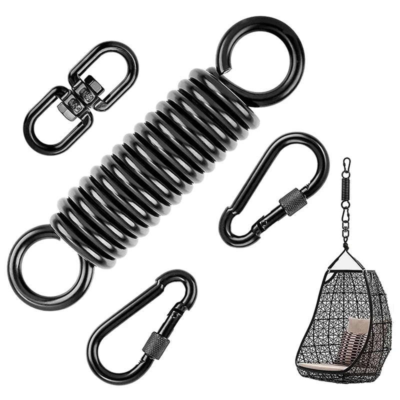 ABJN-Swing Spring لكرسي معلق، مع 4 خطافات كبس و360 °   خطاف دوار، سعة تحميل 250 كجم للتعليق والكرسي والأرجوحة واليوجا وما إلى ذلك