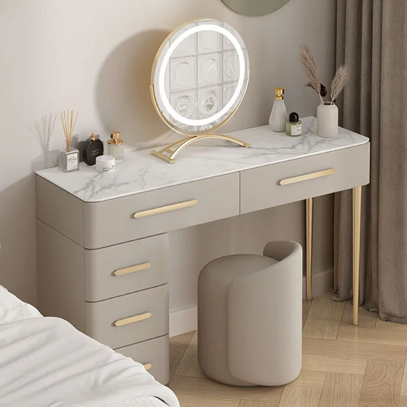 Modern Luxury Vanity Table Drawers Storage Makeup Study Coffee Dressing Table Comfortable Women Penteadeira Trendy Furniture