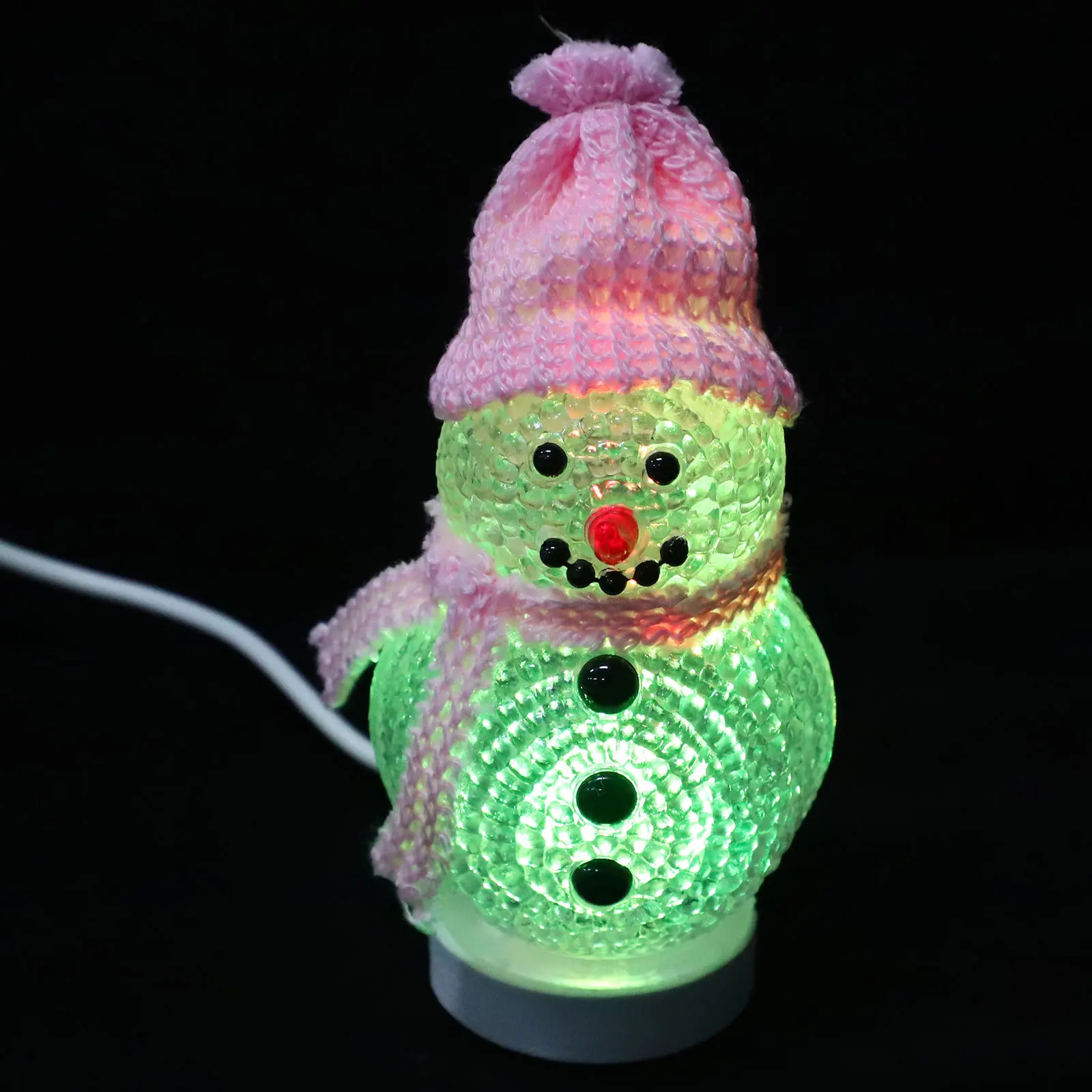 

2Pcs Snowman Night Light Premium Material Practical Christmas LED Lamp for Home Bedroom Desk Decor Pink Hat