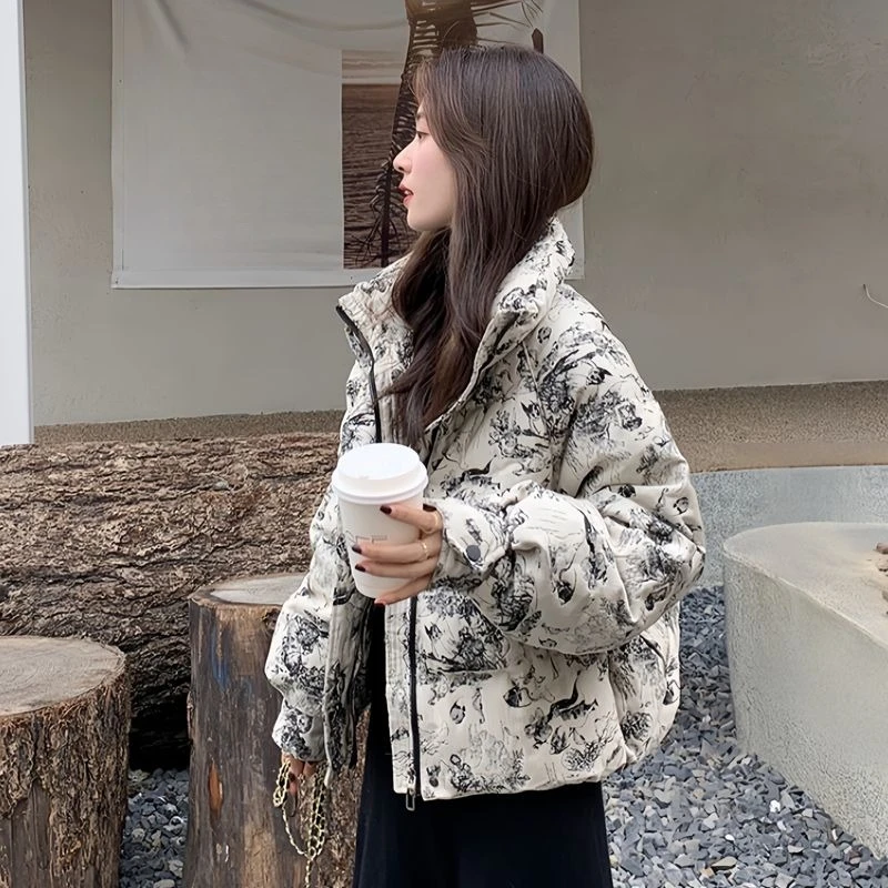 2025 New Winter Jacket for Petite Sizes Loose Thickened Cotton Down Coat Short Design Warmth Comfort