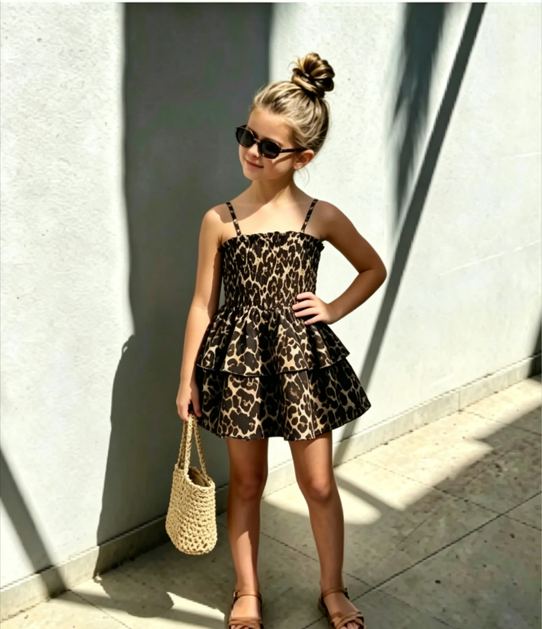 Girls Suspender Dress Summer Baby 2026 New Leopard Print Children Fashionable Seaside Beach Dress