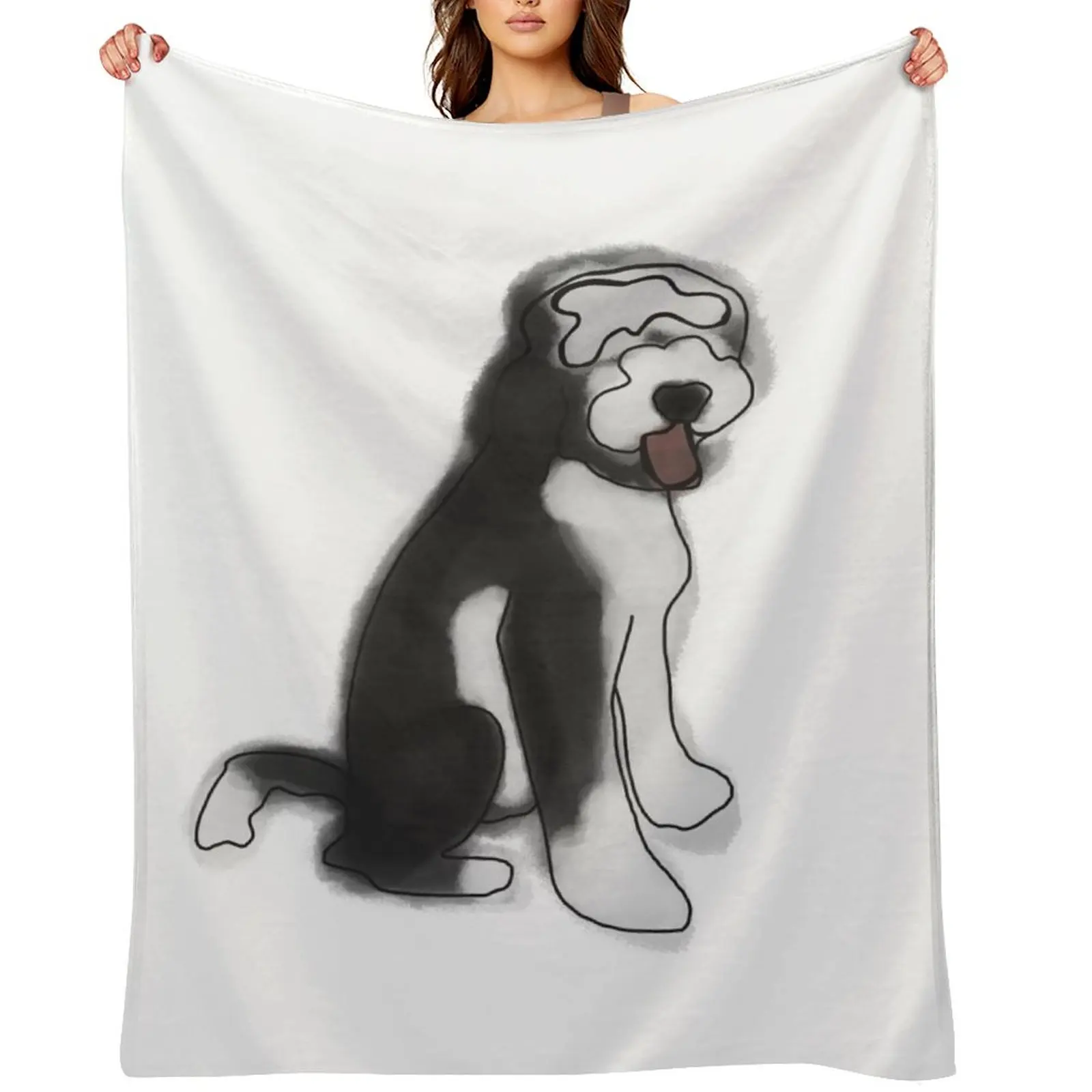 

Water Color Sheepadoodle Throw Blanket Soft Big Soft Plaid blankets and throws Decorative Sofa Blankets