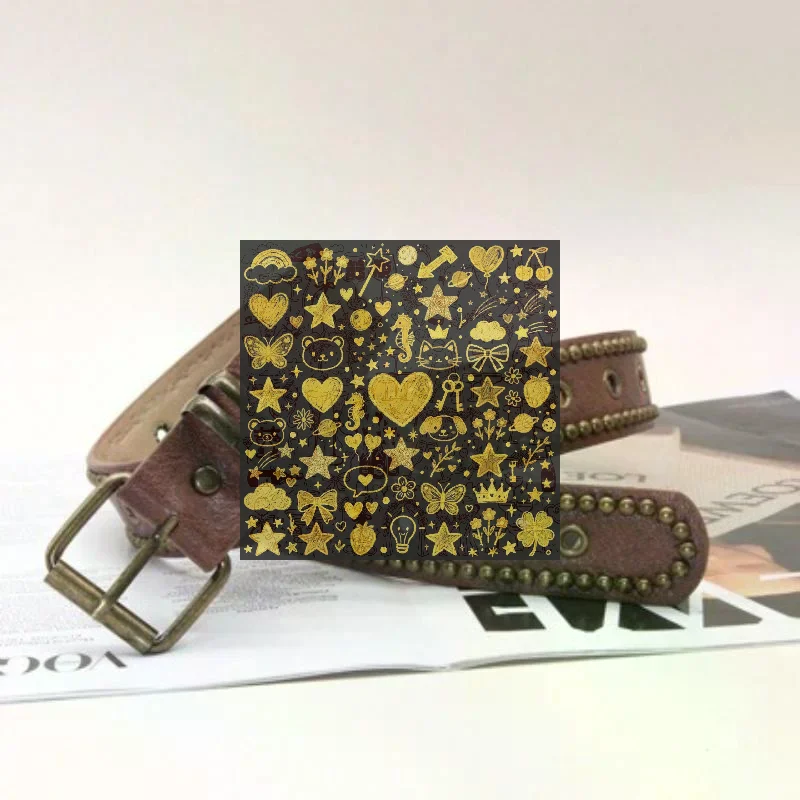 Vintage PU Leather Belt With Rivet Studs Hollowed-out Design Perfect For Daily Wear Jeans Casual Outfits