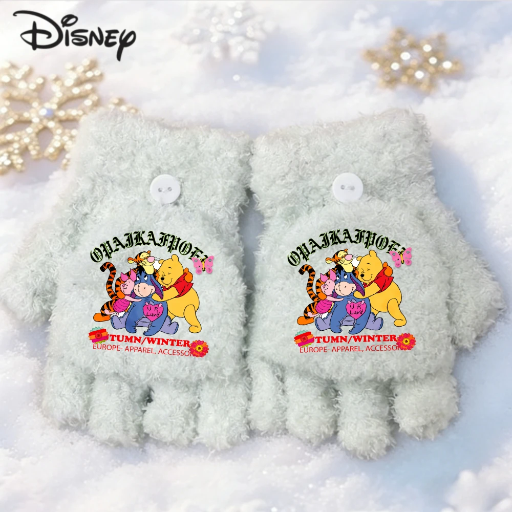 ديزني ويني بوه طباعة قفازات للأطفال الشتاء الدافئة اكسسوارات ويني بوه القفازات أصابع قفازات العمل ملابس رياضية الهدايا #6