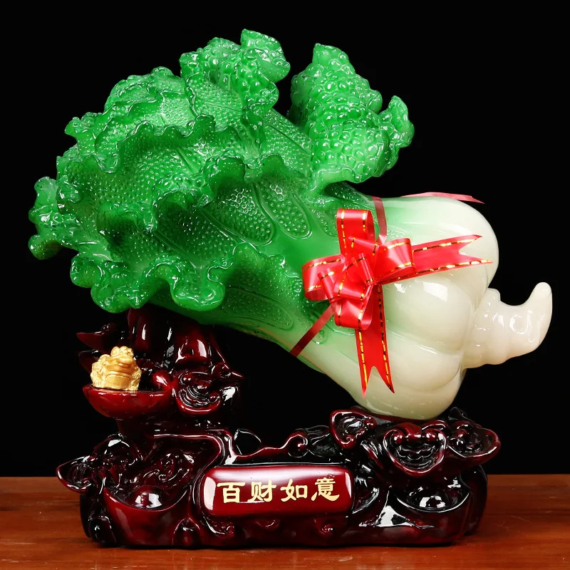 Feng Shui Jade Cabbage Ornaments Home Decoration Crafts  Entrance Shop Opening Furnishings Lucky Office Living Room Gifts