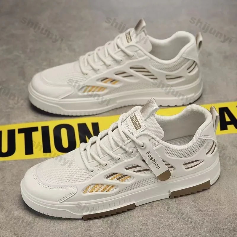 

Мужская обувь, весна 2024, модная повседневная обувь для скейтбординга с дышащей сеткой, студенческая нескользящая спортивная обувь на шнуровке с мягкой подошвой