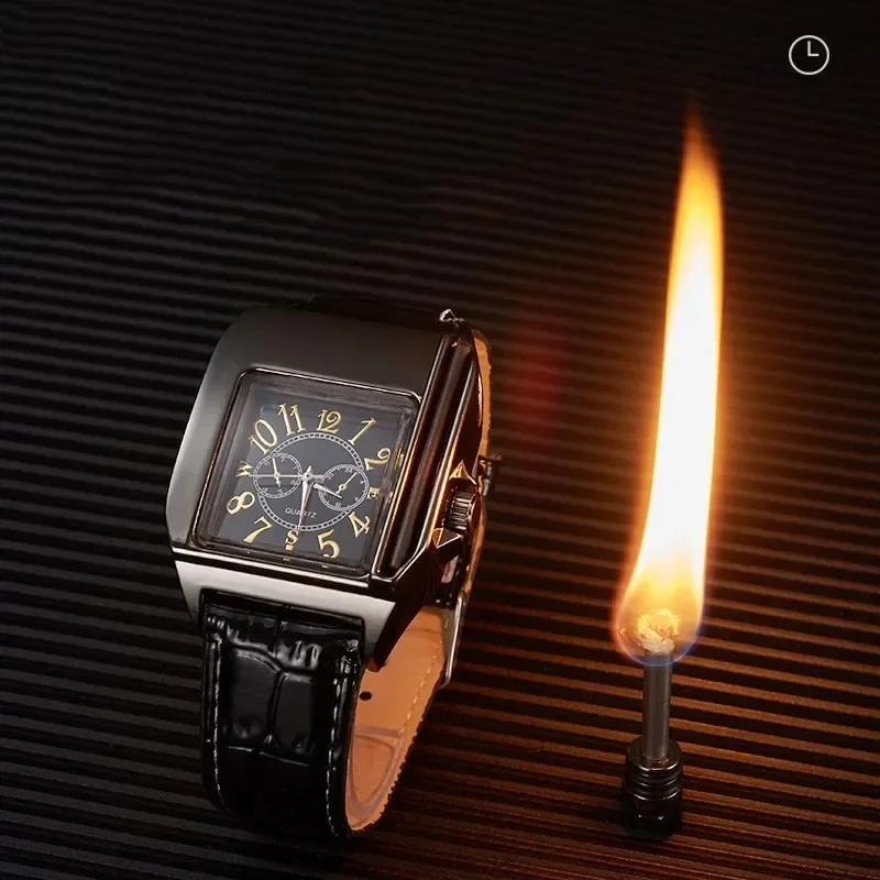 Creative Electronic Watch Kerosene Match Lighter Fashionable And Minimalist Essential For Successful Men\'s Watch Shapes