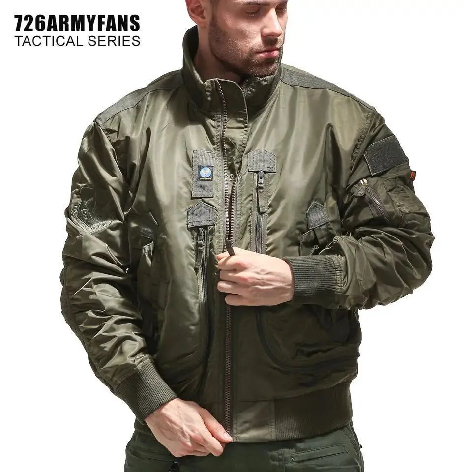 Spring and Autumn Air Force Pilot Jacket Men's American Outdoor Waterproof Baseball Jacket Retro Stand up Collar Jacket Short Hi