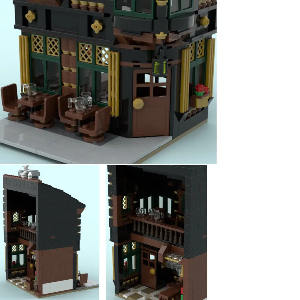 A Classically Styled Town Pub with Wood and Gold Theme 945 Pieces MOC