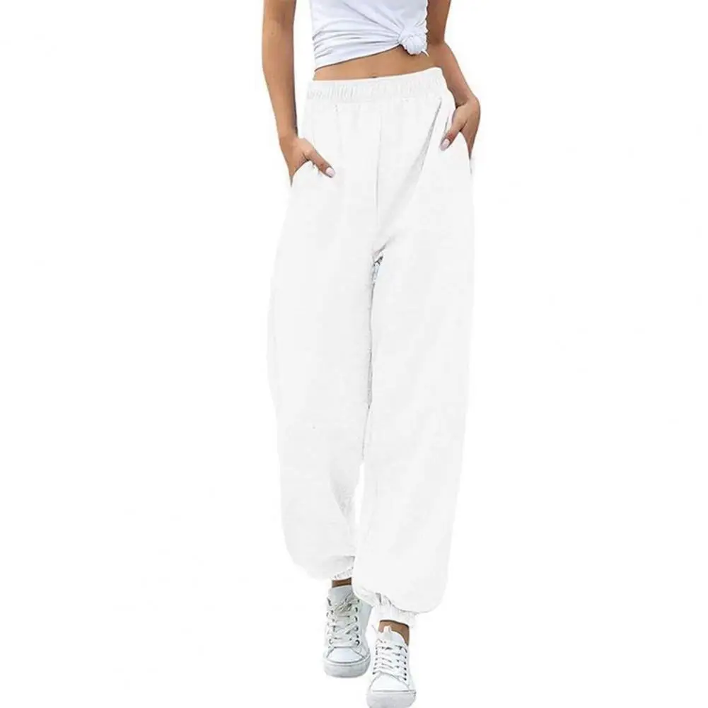 Elastic Waist Women Pants Stylish Wide Leg Women's Trousers Elastic Waist Loose Fit with Soft Fabric Pockets for Spring Autumn