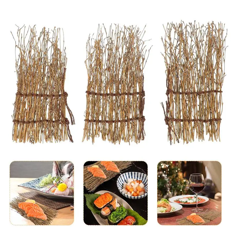 Fence Sushi Decor Sashimi Japanese Decoration Tray Ice Bamboo Backdrop Plate Restaurant Micro Landscape Background Decorative