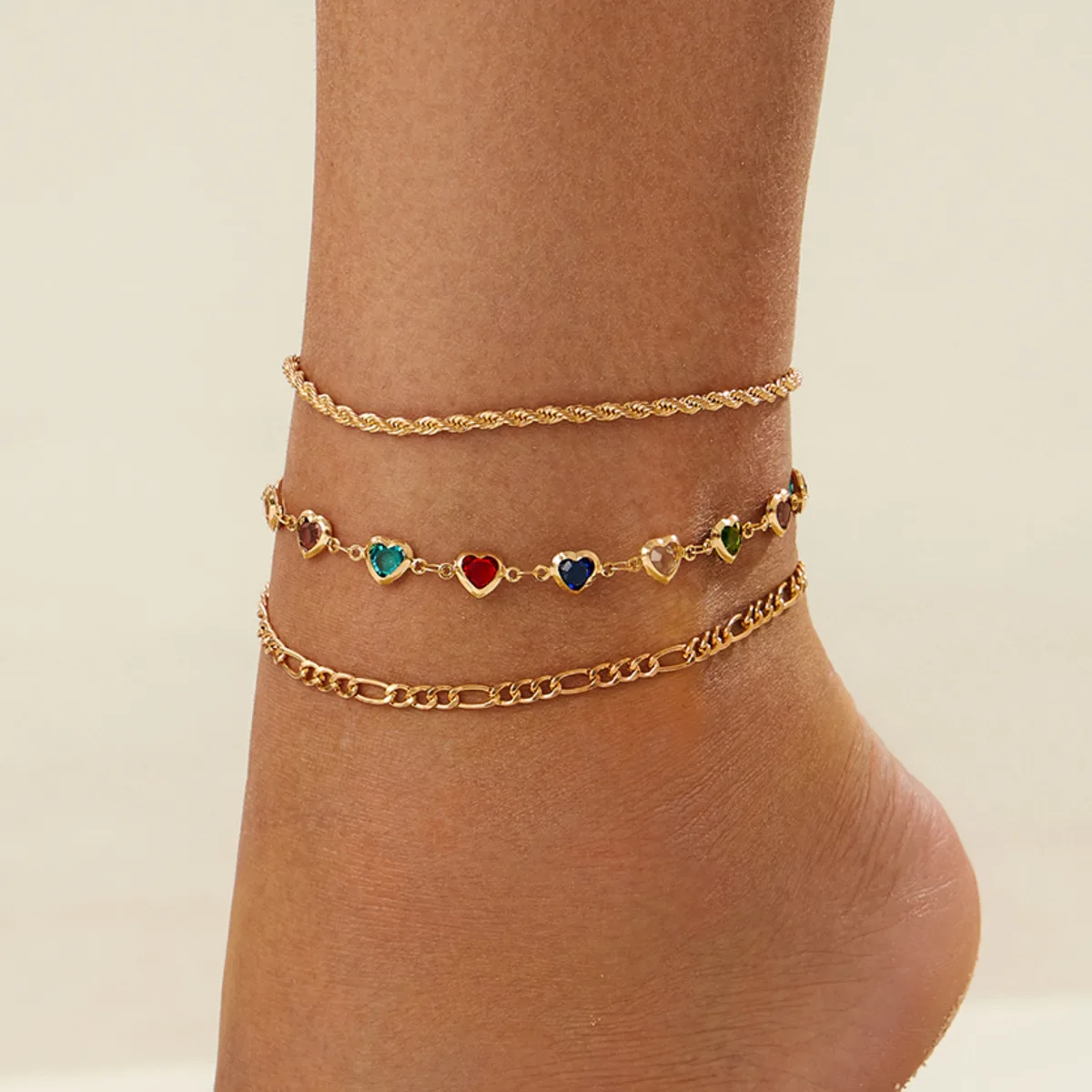 

SHIXIN 3 Pcs/Set Exquisite Colourful Crystal Anklets Chain for Women Boho Multilayer Stacked Ankle Bracelet Barefoot Jewelry New