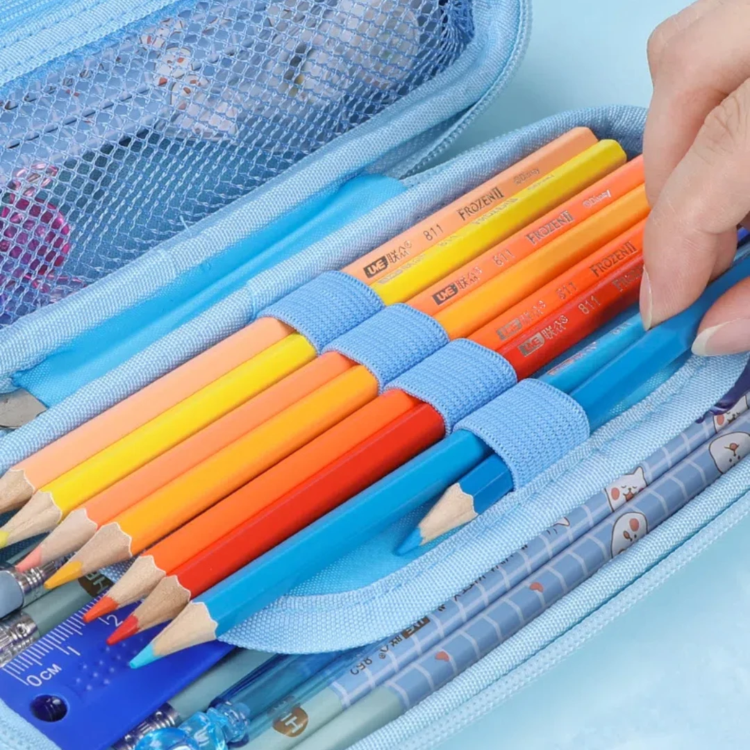 Disney Frozen Pencil Case Girl Student Cute Cartoon Stationery Box Large Capacity Resistant To Fall Pen Bag School Supplies