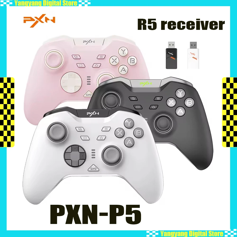 PXN P5 Tri-Mode Bluetooth Gamepad Long Battery Life 1000Hz Hall Trigger Rocker Flagship Ergonomics For PC Switch IOS Android