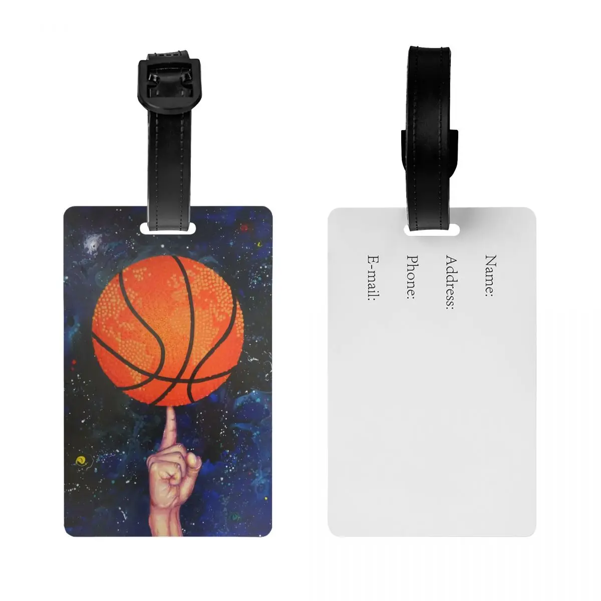 Custom Fingertip Basketball Luggage Tag With Name Card Privacy Cover ID Label for Travel Bag Suitcase