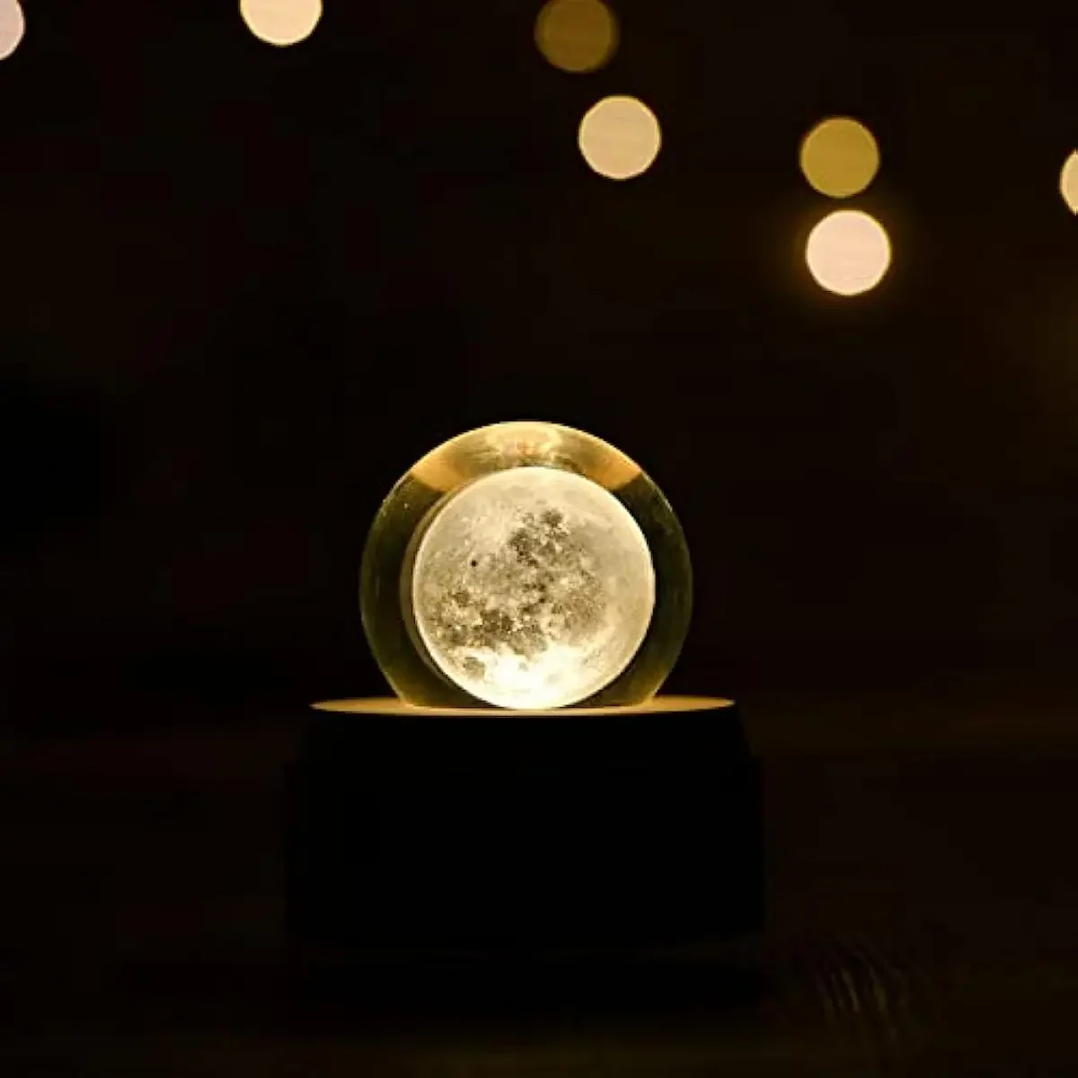 Crystal Ball 3D Music Box, with LED Night Light, Rotating Base, Crystal Night Light Suitable for Christmas, Thanksgiving