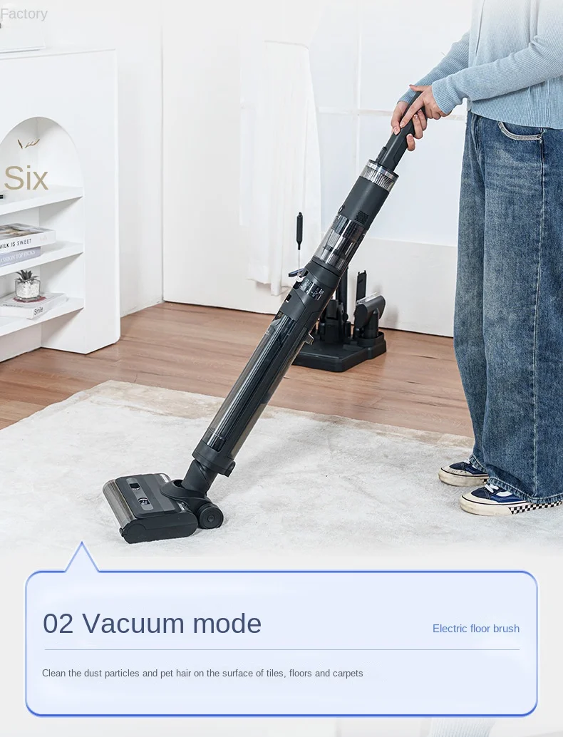 Household flat lying smart washing suction and drag integrated multi-function hot drying sweeping mite removal vacuum cleaner
