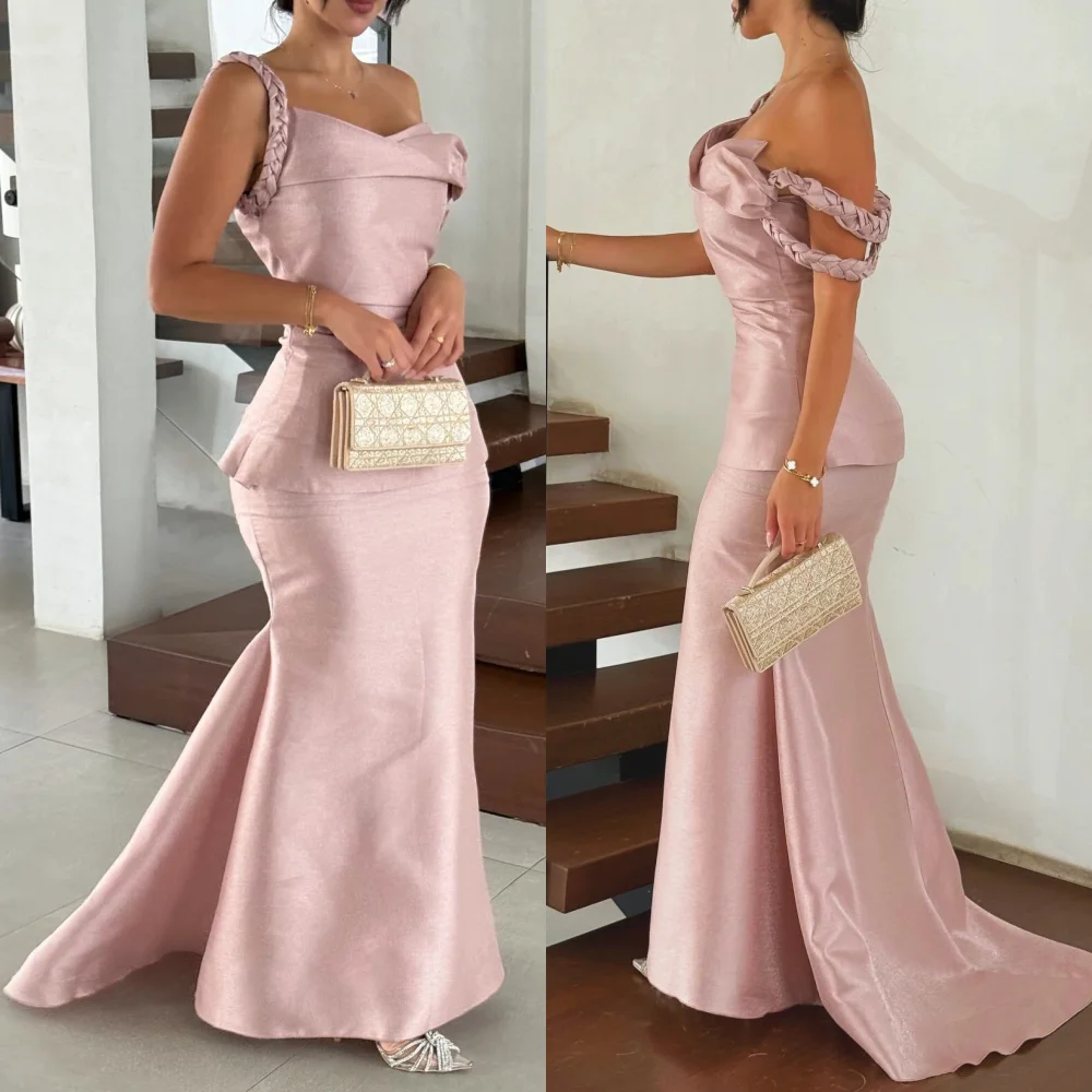 

Customized Charmeuse Pleat Off-the-shoulder Mermaid Long Dresses Bespoke Occasion Women Luxury Evening Party Gown