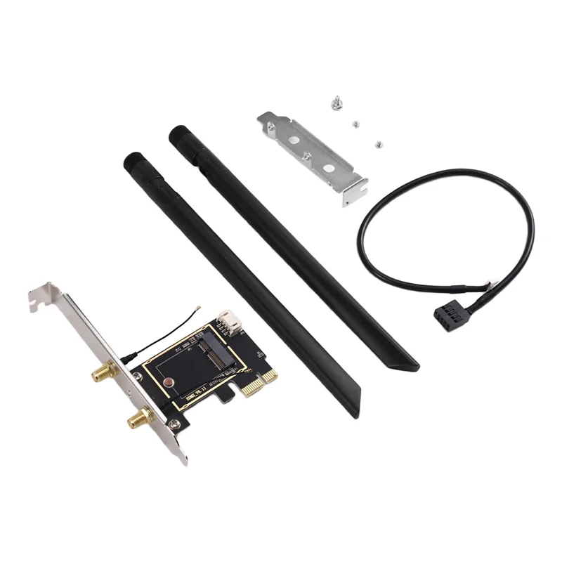 Adaptador de cartão wi-fi pci express de conectividade sem fio com 2 antenas externas