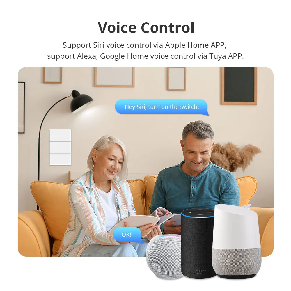 ZemiSmart Zigbee Interruptor de Parede Botão Neutro Interruptor funciona com Tuya, Alexa e Google Home Controle de Voz Certificado AU