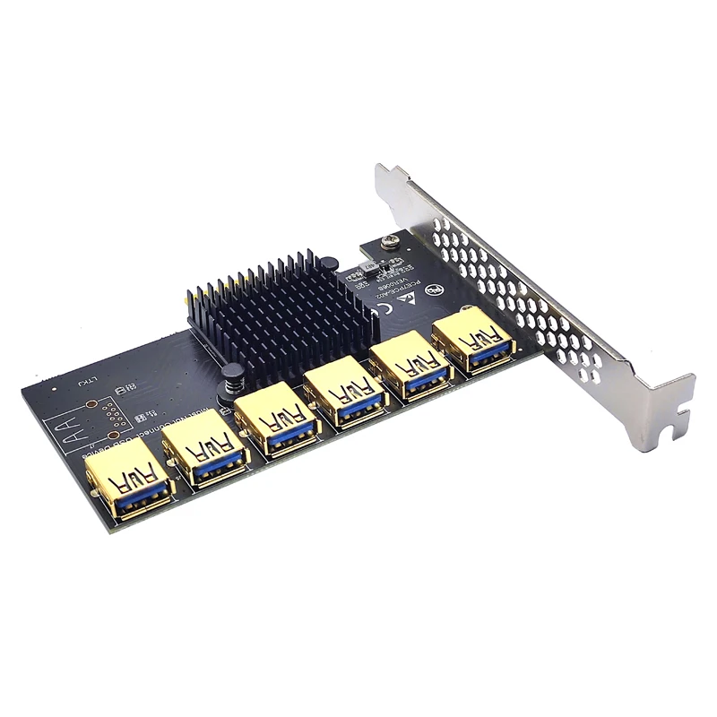 Multiplicador PCI Express PCIE 1 a 6 USB3.0 Riser Card para PCI Express X16 Riser Graphic Card ETH Bitcoin Miner Mining tarjeta adicional