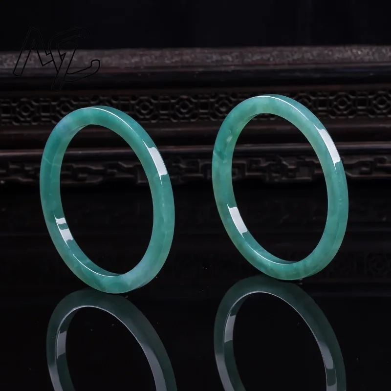 Natural Emerald 48-62mm Burmese Emerald Jade Blue Water Ice Seed Bracelet Jadeite Hand Woven Amulets Fashion Jewelry Gift Men view 3