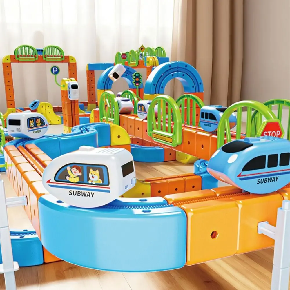 

Fun Plastic Buckle Tracks Train With Light Intelligent Railway Track Smooth Steady Driving Train Diecast