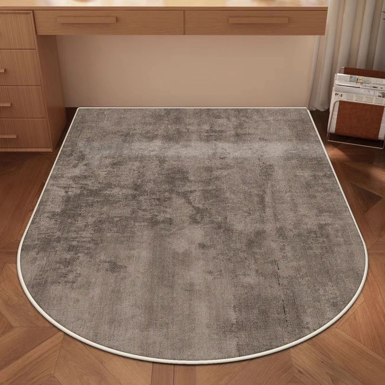 VIKAMA Solid-Color Arched Carpet Study Desk And Chair Floor Mat Office, Study Swivel Chair Floor Protection Pad Home Decoration