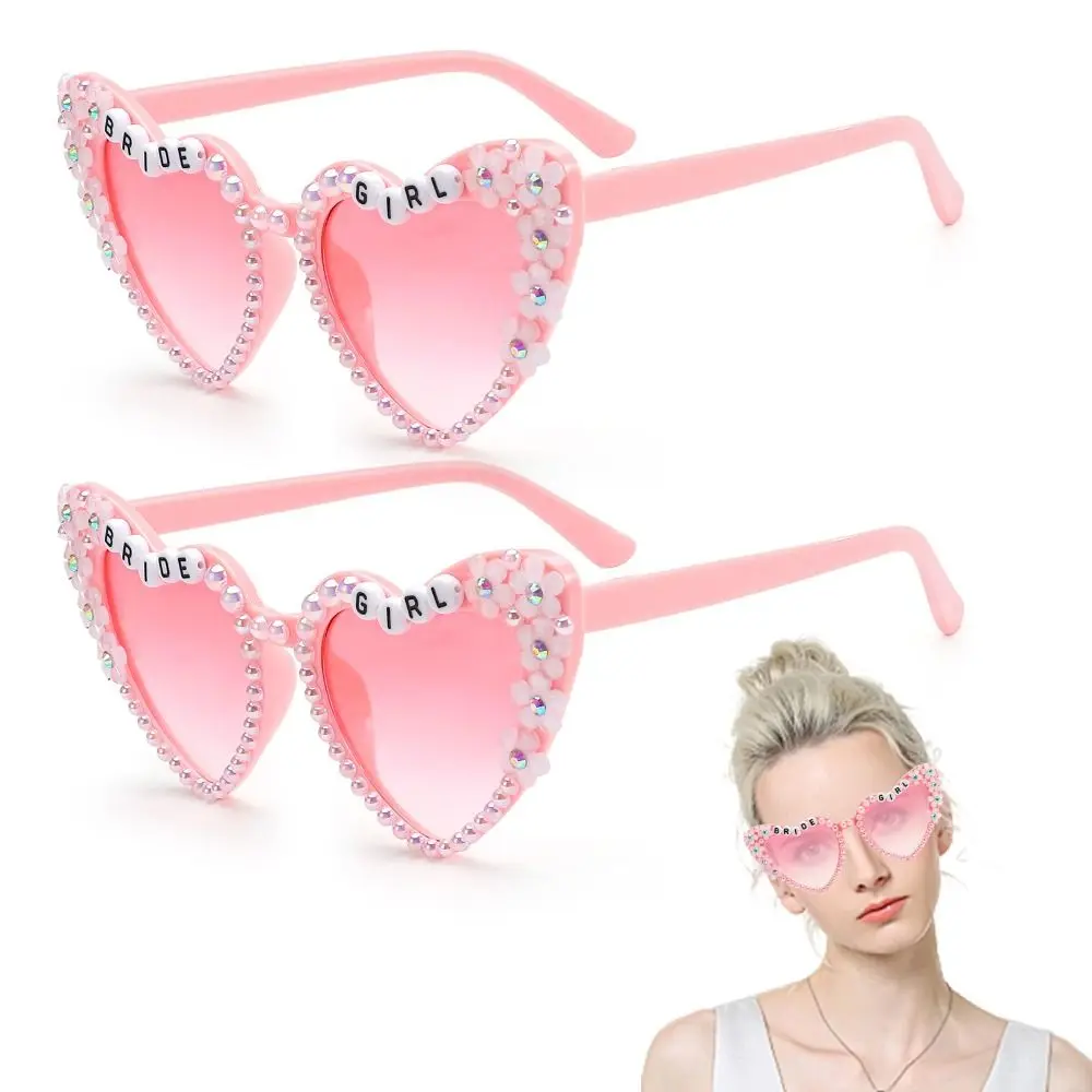 

2pcs Pink Birthday Glasses Dazzling Heart Shape Birthday Girl Cute Birthday Girl Decorations Birthday Sunglasses
