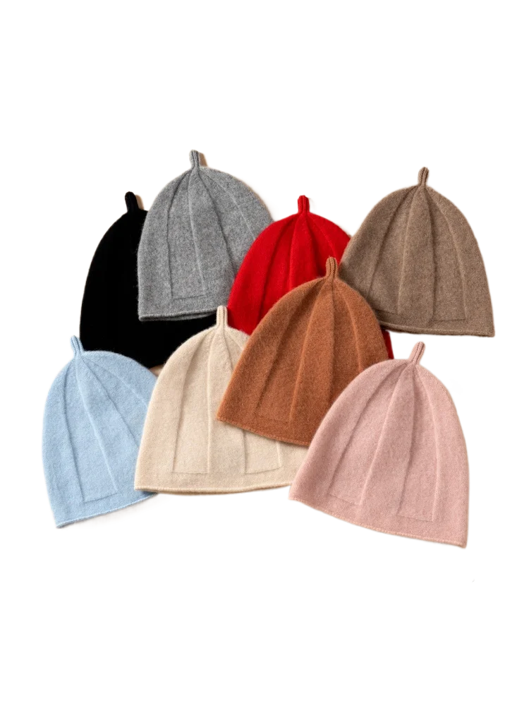 Kids 100% Cashmere Knit Pointed Beanie Hat Boy Cashmere Hat Girl Casual New Year Xmas Winter Warm Children Hair Bonnet 4-12y