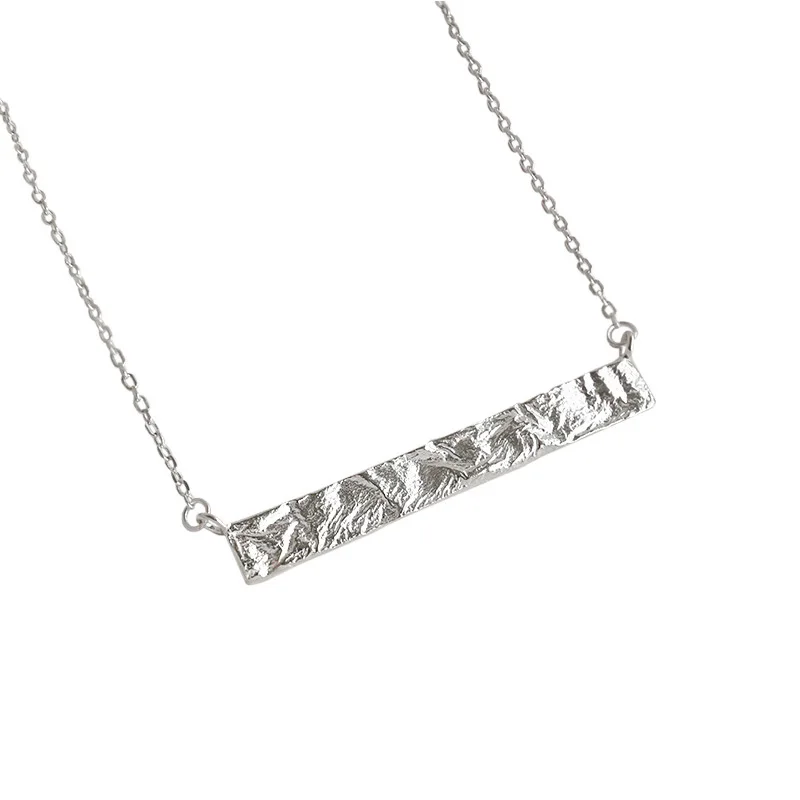 

S925 sterling silver necklace INS tin foil geometric square brand necklace female niche temperament versatile clavicle chain