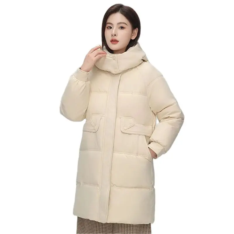 

New Fashion Cotton-padded Feminine Temperament Long Warm Loose Large Size Students Big Red Cotton-padded Tooling.