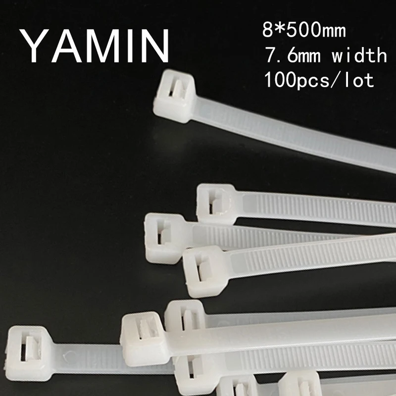 100PCS/pack 8*500mm Multi-Purpose Self-Locking Cable Ties Nylon Zip Wire Tie-Wraps Heavy Duty Strong And Durable