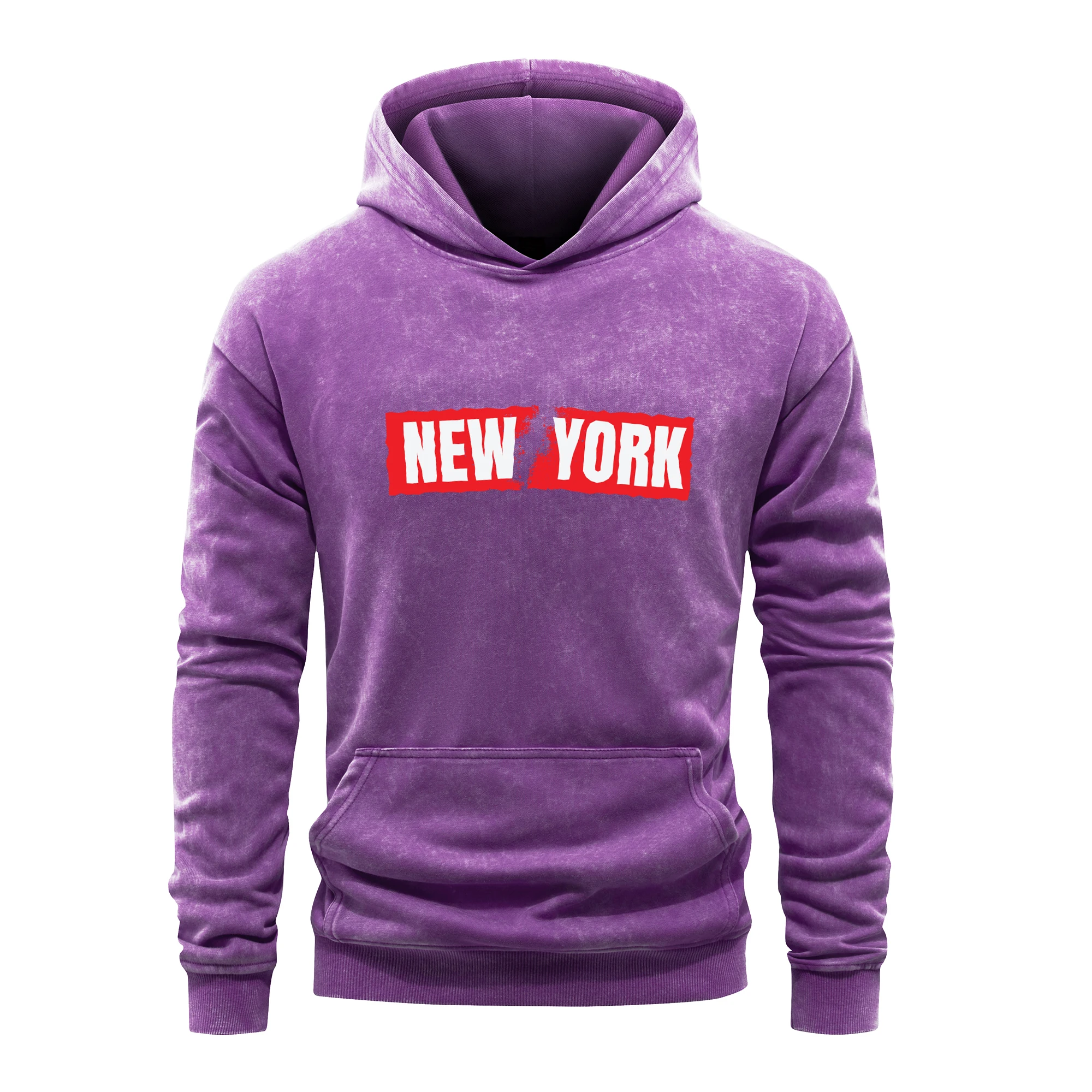 The Broken New York Hooded Man Vintage Washed 100%Cotton Fashion Comfortable Pullover Simple Casual Hoody Clothing