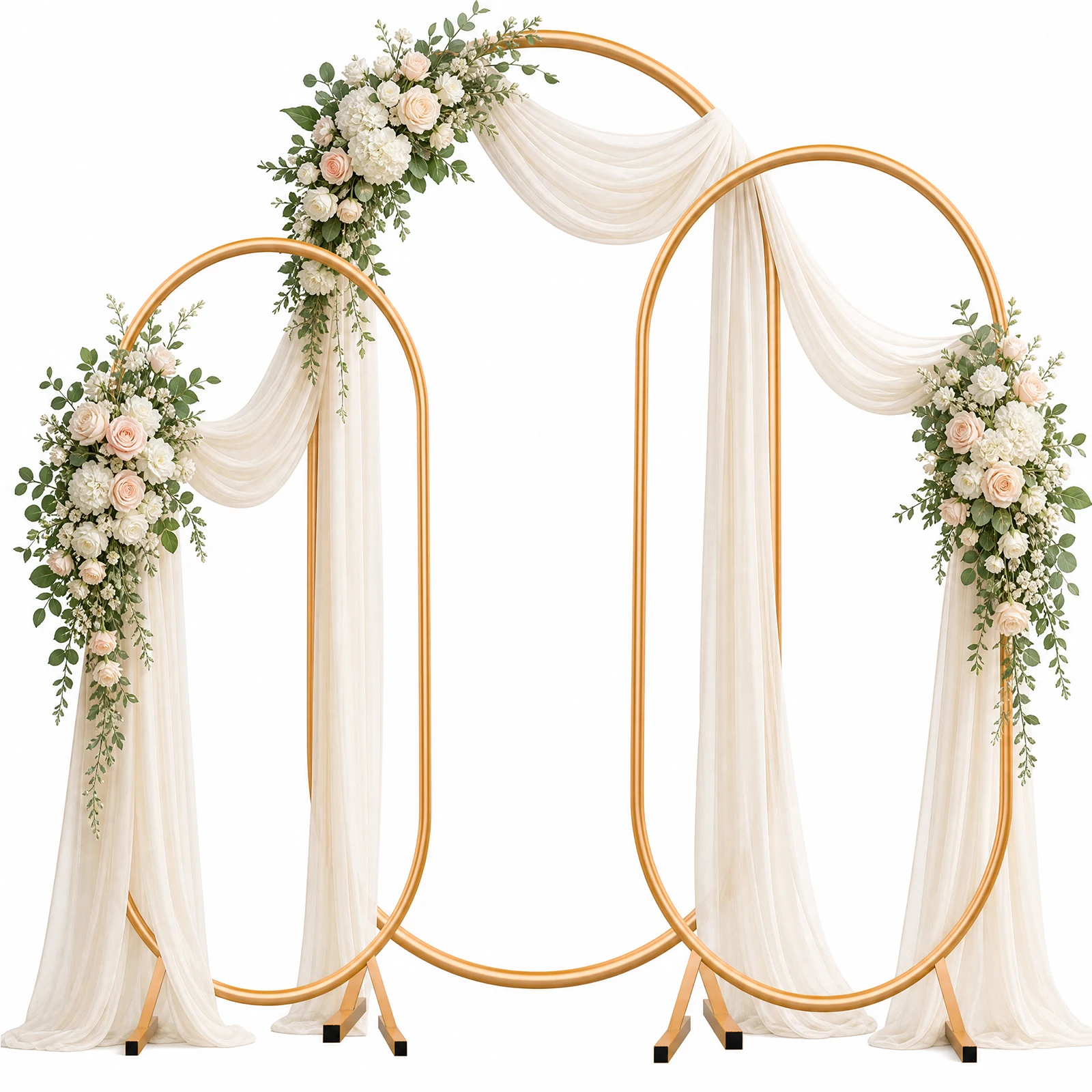Set da 3 supporti per arco nuziale, altezza 1,8 m/2 m/2,2 m, struttura ad arco in metallo dorato, ideale per creare un arco decorativo con palloncini per matrimoni, feste di addio al nubilato, Natale