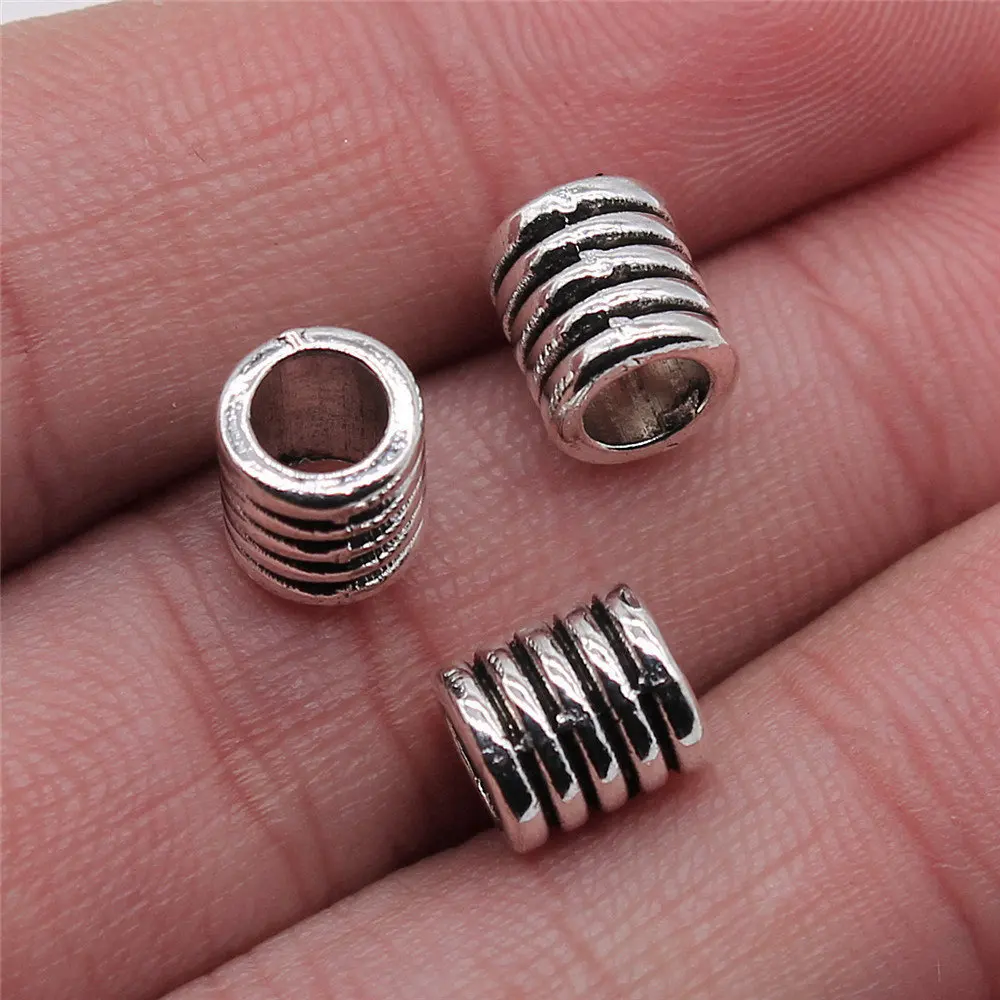 10pcs/lot 7x7x8mm 5 Circle Large Hole Beads For Jewelry Making Antique Silver Color 0.28x0.28x0.31inch