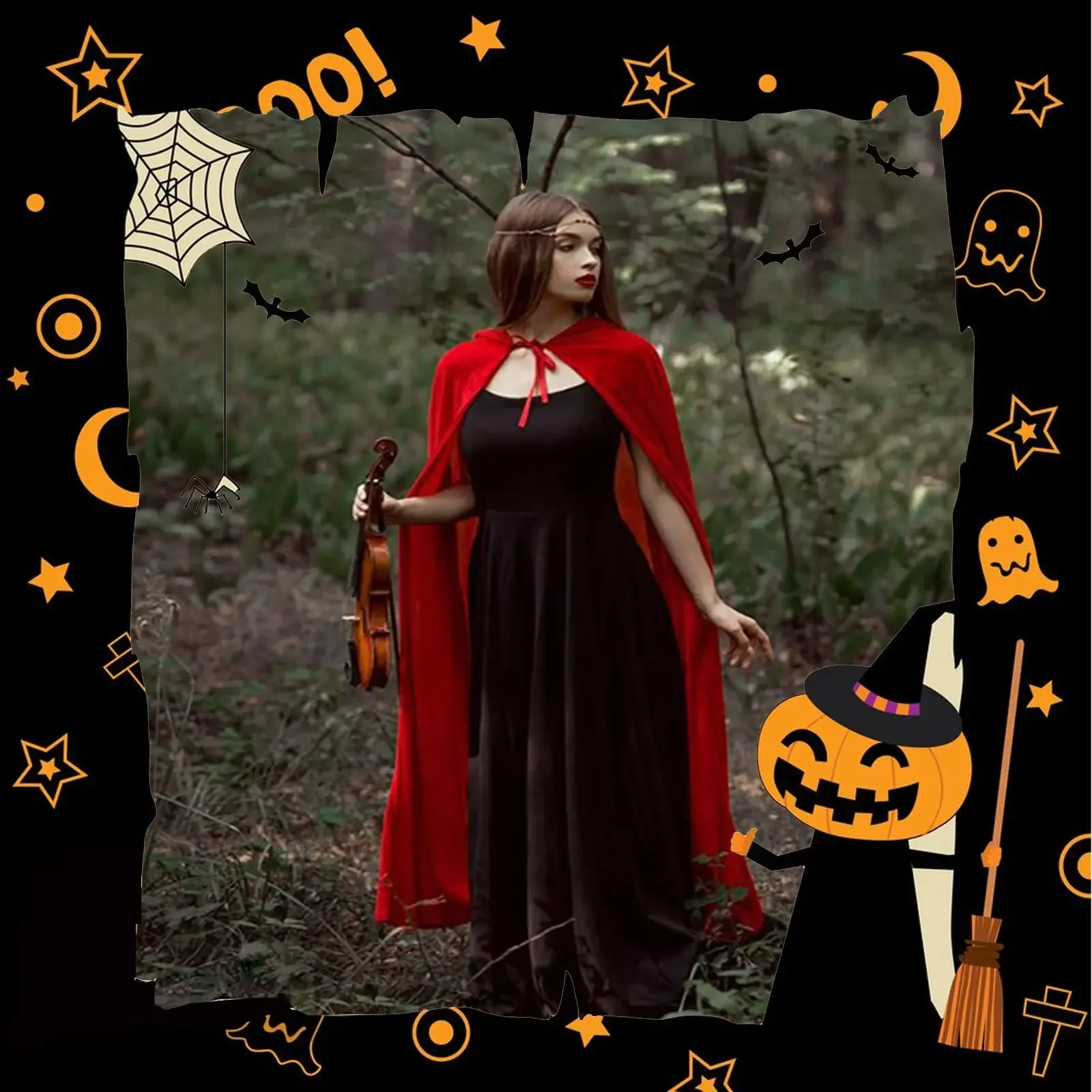 Movie Witch Wicca Vampire Cloak Hooded Wizard Cosplay Medieval Costume Halloween Steampunk Robes Adult Kids Long Cape Women Man
