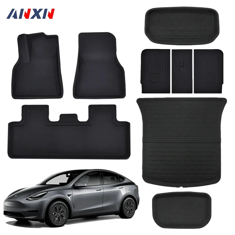 Floor Mats for Tesla Model Y 2024 2025 Model 3 Highland Left Right Driving All Weather Waterproof Trunk Cargo Liner Accessories