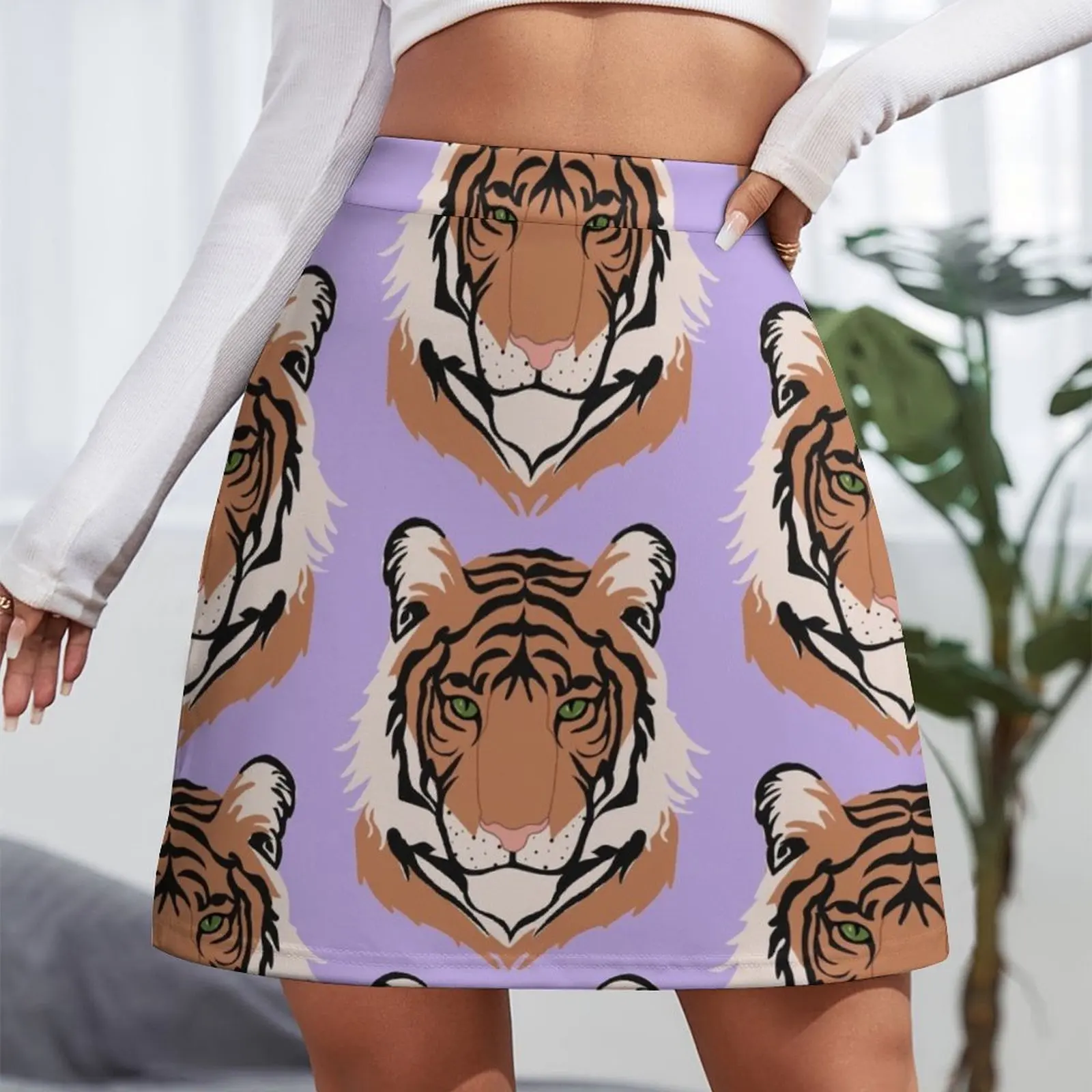 Simples tigre gráfico mini saia de verão saia feminina mini