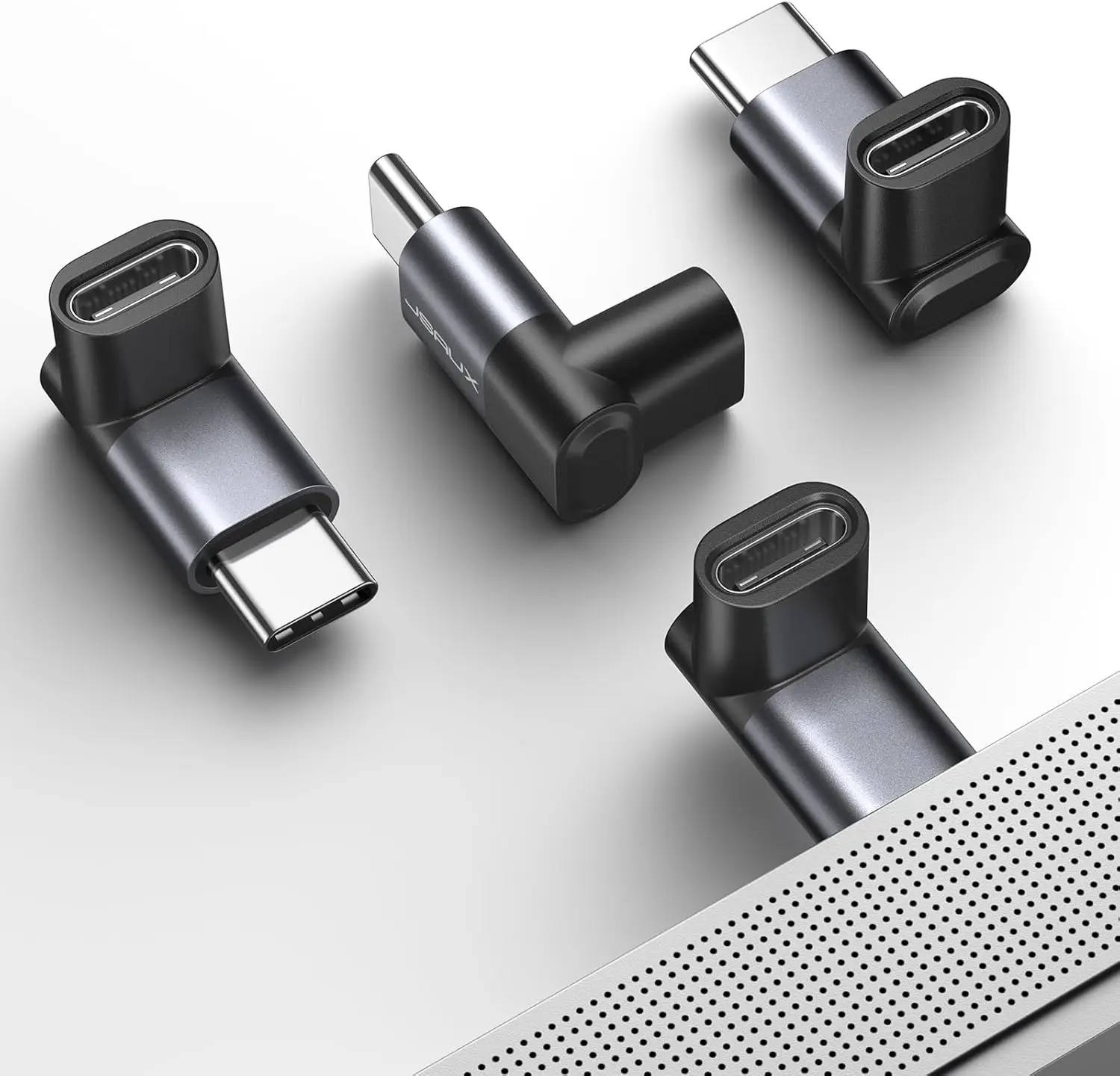

90 Degree USB C Male to USB C Female Adapter, 100W Right Angle 4-Pack 40Gbps Data Transfer USB PD Extender for Nintendo Switch 2