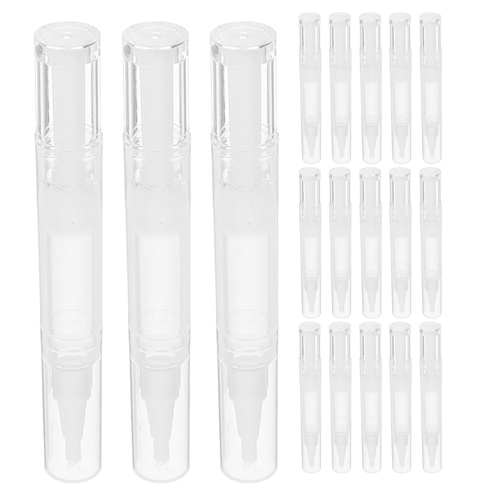 20Pcs Transparent Twist Lip Gloss Pen 5Ml Refillable Empty Makeup Pen for Nail Oil Cuticle Treatment Foundation Application Fast