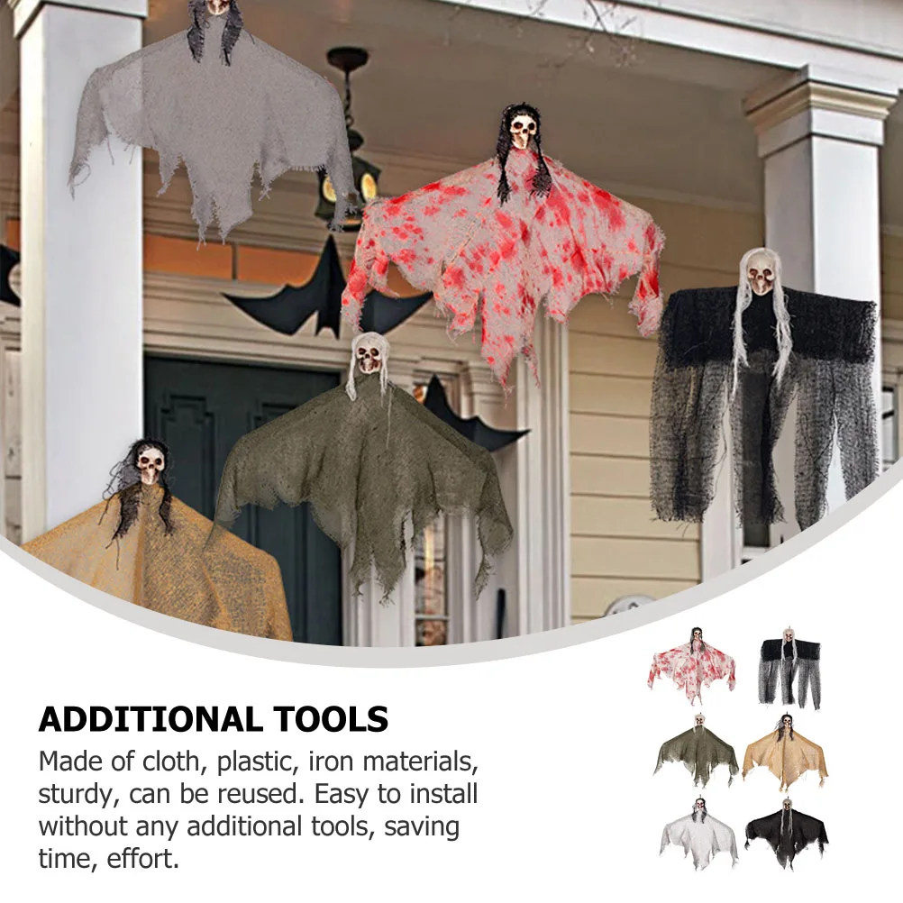

6pcs Hanging Ghost Decor Scary Skull Halloween Party Decorations Outdoor Patio Wall Spooky PropsHaunted House Escape