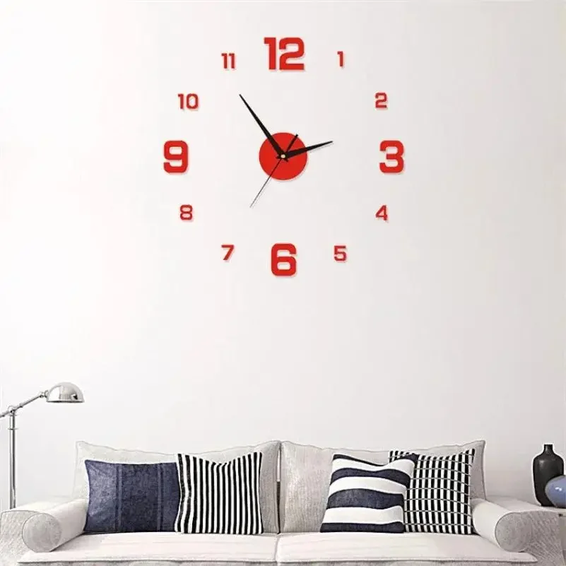 Luminous Digital Clock DIY Stereoscopic Wall Clock Silent Clock Living Room Bedroom Wall Clock Home Decorations view 2