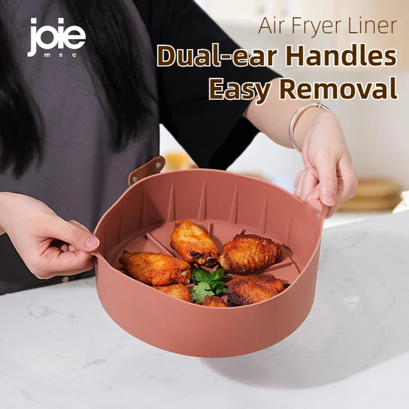 Joie-Doublure de friteuse à air en silicone réutilisable, antiarina, qualité alimentaire, panier de cuisson, cuillère à soupe, friteuse à air, four, micro-ondes, accessoires