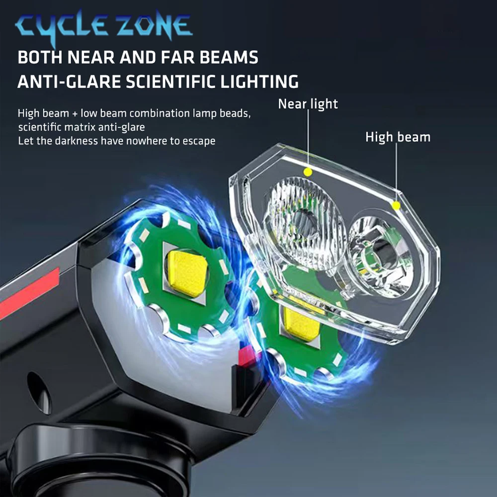 Велосипедный фонарь с звуковым сигналом Type-C, перезаряжаемый передний фонарь для горного велосипеда, велосипедный звонок, 4 режима, велосипедная фара, фонарик для ночной езды