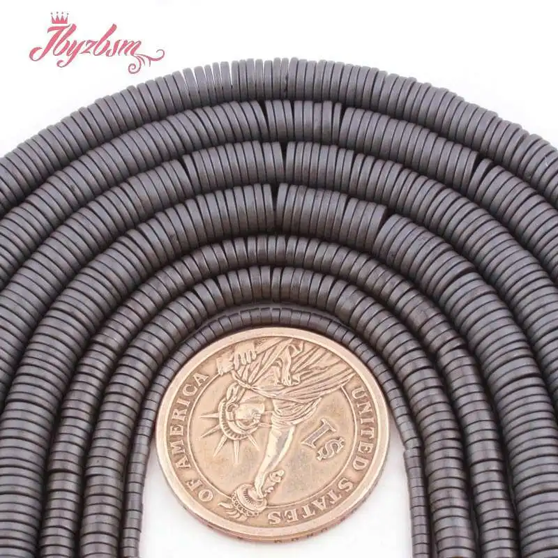 1x2,1x4,1x6mm Black Frost Heishi Hematite Natural Stone Spacer Beads for Needlework DIY  Necklace Bracelet Jewelry Making 15\